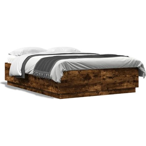 Maison Exclusive - Bettgestell Räuchereiche 150x200 cm Holzwerkst (1/5)