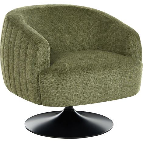 Sillón base giratoria de tela repelente al agua sala de estar verde Norager (1/5)