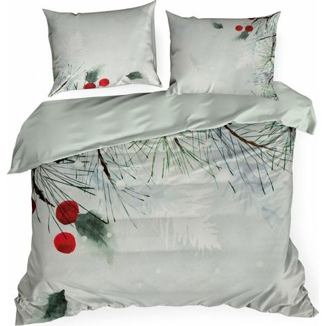 Juego de ropa de cama navideña con diseño de petirrojo, 160x200 cm. (1/5)