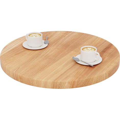 LAMO Manufaktur Plateau de table rond 60 cm en bois naturel Pour table basse ronde ou de chevet Épaisseur : 40 mm Couleur : Foncé