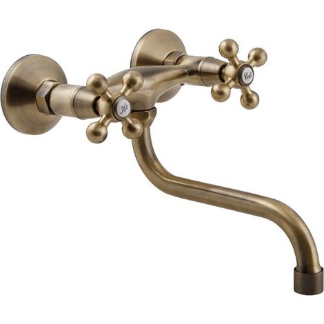Rubinetto da cucina a parete in stile retrò Stilo BKI 580D in ottone