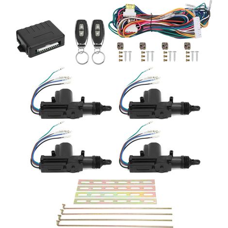 Kit de verrouillage centralisé avec télécommande, système d'entrée sans clé 12V avec indicateur LED et 2 contrôleurs (1/5)
