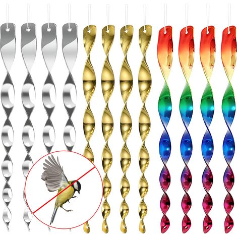 Repelente de aves, 12 unidades, espiral reflectante, antiaves, espiral reflectante, repelente de aves de 360 grados
