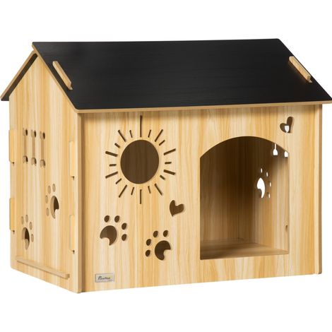 Caseta para perro de MDF color roble con ventilación 69 x 50 x 58,5 cm (1/5)