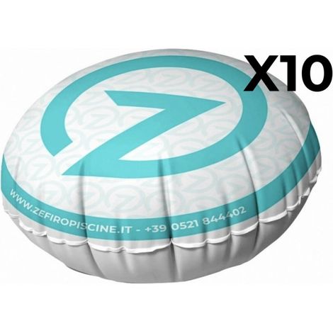 10 Cuscini Gonfiabili ad Aria Galleggianti Anti Ristagno Zefiro Air per Sollevamento Telo di Copertura Piscina - Diametro Cm 80 x H 55 con 2 Passacorda - ALTA QUALITA' MADE IN ITALY (1/5)