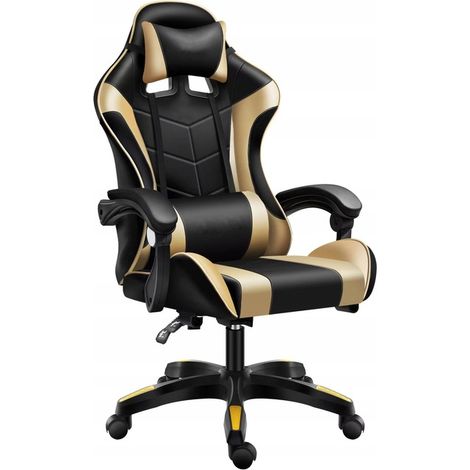 GAME EXTREME Gaming-Stuhl, Öko-Leder, Schwarz und Gold, FG-001 (1/5)