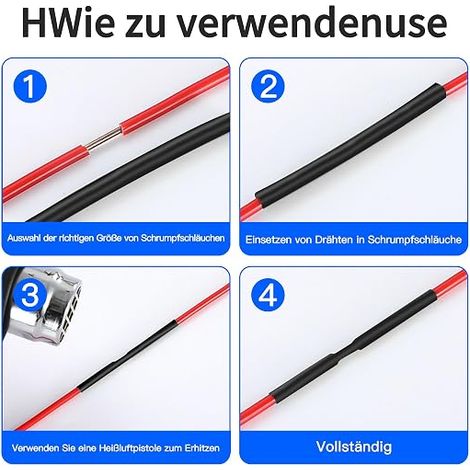 2 mètres Gaine Thermorétractable Noir Etanche, Ø12,7/15,4/19,1/25,4/30mm Gaine Retractable pour Fil Electrique, 3:1 Tube Thermorétractable, Tube Thermorétractables avec Adhésif, Ø30mm (1/3)