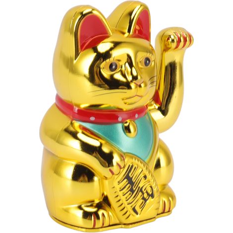 Batteriebetriebene Glückskatze, Willkommenskatze, Wohlstandskatze, winkende Katze, für Hotels und Restaurants, glänzende Goldkatze, 12,7 cm (5 Zoll), Artikelnummer 0255A (1/5)