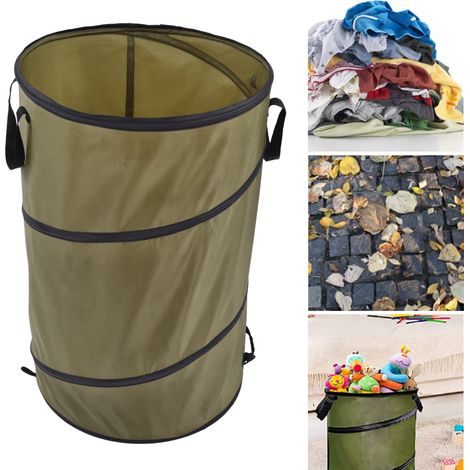 Cubo de basura plegable para jardín con asas – Contenedor grande de 113 litros (30 galones) de tela Oxford para hojas – Para uso doméstico y en camping (1/5)