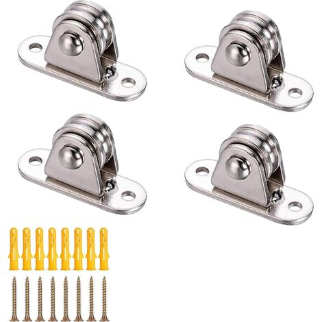 Set of 4 Idler Pulleys with Ball Bearing, Pulley with Expansion Screw, for Washing Line Fitness Rolling Gates (1/5)