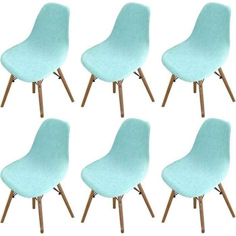 6 pcs housse de chaise scandinave extensible pour salle à manger, lin - bleu aqua (1/4)