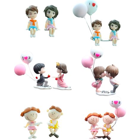 Niedliche Pärchen-Ornamentfiguren – Pärchenpuppenmodell mit Ballon – Dekoratives Harzaccessoire für das Armaturenbrett (2er-Set) (1/4)
