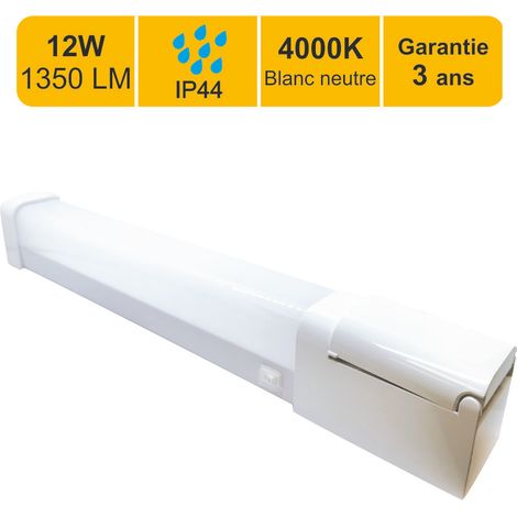 Applique LED salle de bain 12W - 1350lm - 4000K + prises 16A 2P+T IP44 - garantie 3 ans