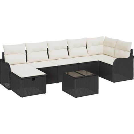 Maison Exclusive - Set Divano da Giardino con cuscino 8 pcs Nero Poly Rattan