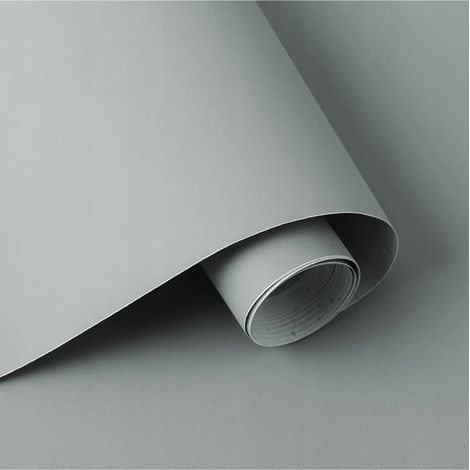 Papel pintado autoadhesivo gris mate para revestimiento de paredes y muebles, 60 cm x 10 m (1/5)