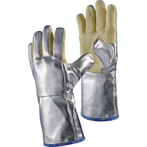 Gants de protection contre la chaleur, 5 doigts, taille universelle, jaune/argent, avec aluminisé Preox-Aramide