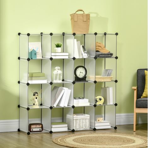 mobile contenitore modulare 16 cubi bianco 125x32x125 cm OKMYHOME (1/4)