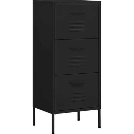 Elegante e pratico armadietto portaoggetti con 3 cassetti 42,5 x 35 x 101,5 cm in acciaio nero 020046875
