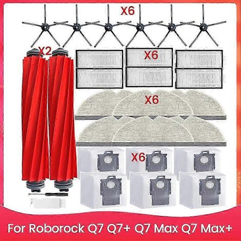 Pièces de rechange pour aspirateurs robots Q7, Q7+, Q7 Max et Q7 Max+ - 6 brosses latérales, 6 filtres HEPA, 6 sacs à poussière et 2 brosses rotatives. (1/5)