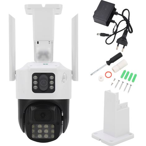 Caméra de surveillance extérieure 5MP HD double objectif IP66 étanche suivi de mouvement WiFi sécurité 110-240V prise EU
