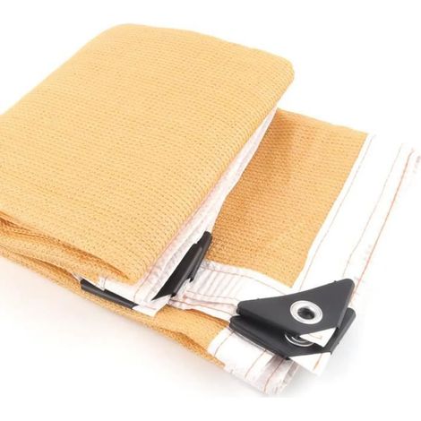 Voile d'ombrage rectangulaire en toile tricotée, protection UV anti-vent pour terrasse et jardin, filet pare-soleil avec œillets renforcés, kit complet avec 6 piquets, couleur beige, dimensions 3x7 mè (1/4)