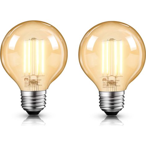 2x Vintage-Retro-LED-Glühbirne, warmweiß, bernsteinfarbenes Glas, G80 E27, 4 W (1/4)