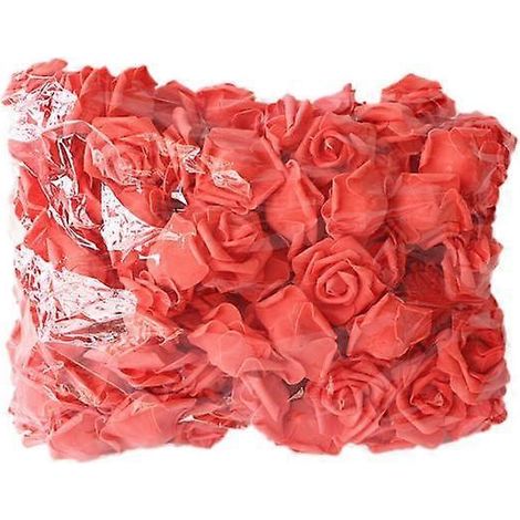 100 roses artificielles en mousse PE unie, magnifiques, pour mariage et fête.pastèque rouge (1/5)