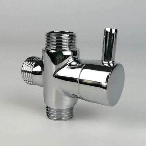 Vanne de dérivation, mâle G1/2 Robinet en laiton T adaptateur Chrome salle de bain douche robinet accessoires inverseur d'eau 3 voies vanne de remplissage mâle (1/5)