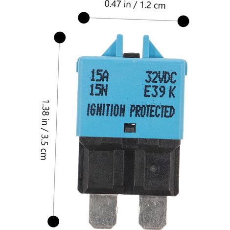 Disjoncteur de Fusible Réarmable Manuel 15a 32v Dc pour Systèmes de Câblage Automobile et Marine en Plastique et Métal Bleu (1/5)