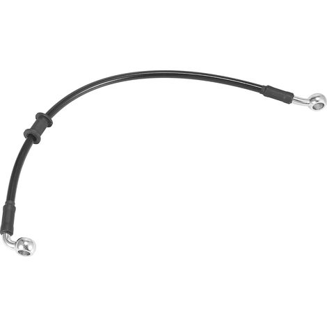 40cm 15.75" Frein Embrayage Huile Tuyau Ligne Tube Noir Silicone et acier inoxydable, courbure du banjo 28 degrés et 90 degrés, diamètre intérieur 10 mm (1/5)