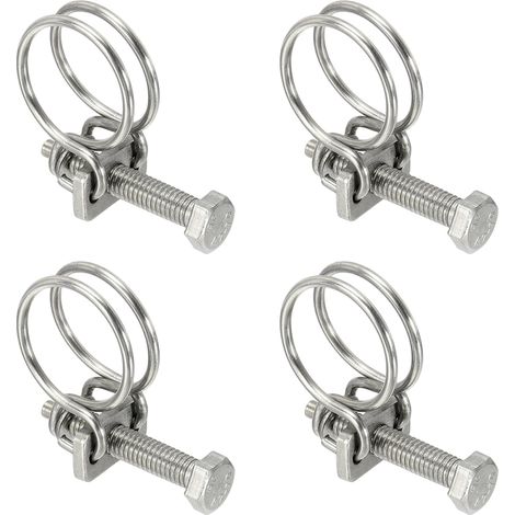 4 Pcs Double Wire Hose Clips 17-20 mm Serre-Tube Ajustable Argent (1/5)