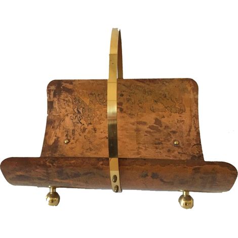 PORTALEGNA IN RANE MANICO OTTONE PER CAMINO / STUFA cm 40 X 35 X 38 h CM 18