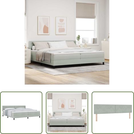 Matratze -  Boxspringbett mit Matratze Hellgrau 200 x 200 cm Samt (1/5)