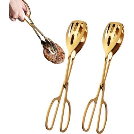 Pinze da cucina, pinze per carne, pinze da portata, pinze per griglia, pinze per insalata, pinze da cucina in acciaio inox, ausilio in cucina per bistecche, waffle, pinze per griglia, set da 2 pezzi (1/5)