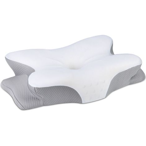 Oreiller cervical papillon, mousse à mémoire de forme ergonomique pour soulager les douleurs cervicales – Gris