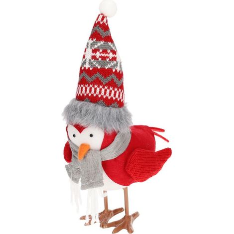 LED-Weihnachtsvogel (2xLR44 im Lieferumfang enthalten) (0,06W 3000K) IP20 9x21cm aus Polyester und Kunststoff in Rot und Grau (1/5)