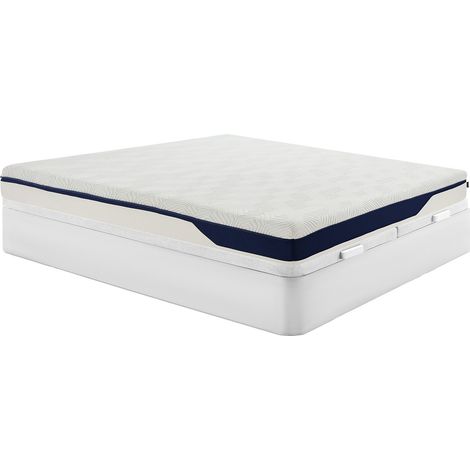 Set 180 x 200 cm letto contenitore bianca + materasso in schiuma HD 7 zone e strato in gel memory foam sfoderabile sp.22cm - FAGANI di YSMÉE