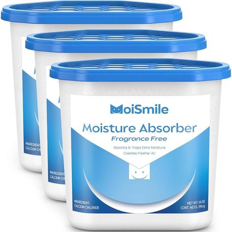 14oz (ca. 400 ml) großer Feuchtigkeitsabsorber-Eimer – Schnell wirkender Feuchtigkeitsabsorber und Geruchsentferner, Luftentfeuchter-Eimer für Schrank, Badezimmer, Keller, Auto und Lagerraum (1/5)