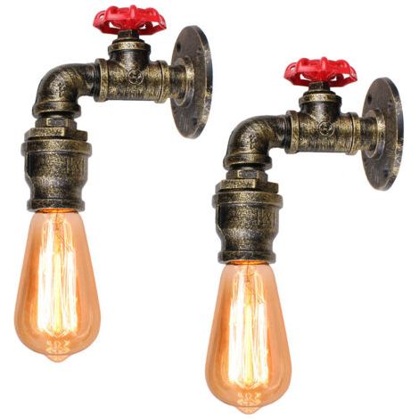 royaluxe- 2X Applique Murale Créative Applique D'Intérieur Vintage Lampe Murale Rétro En Métal Pour Couloir, Loft, Chambre À Coucher (1/5)
