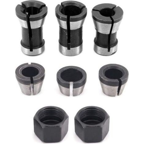 Set di 8 adattatori per frese per macchine per incisione elettriche: 6 mm, 6,35 mm, 8 mm + 2 dadi per macchine per incisione, fresatrici per legno e altre macchine per incisione.