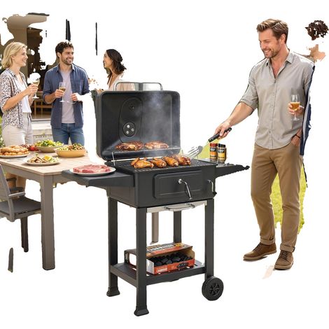 Gril à Barbecue, Design Portable au Charbon, Ventilation Ajustable, noir (1/5)