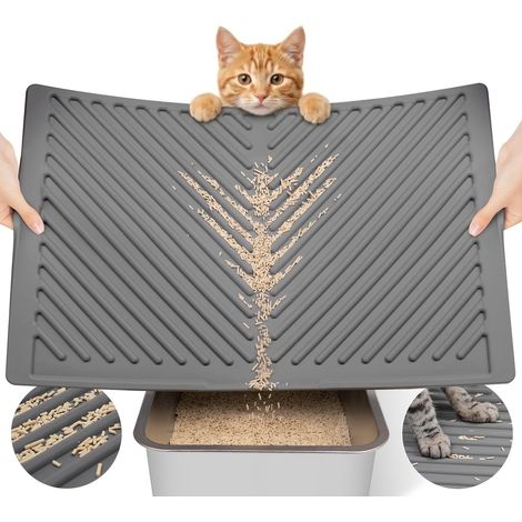 Silicone Cat Litter Mat, Waterproof Rubber, 60 x 15 mm, Grey (1/5)