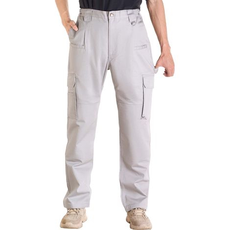 Pantalon Ignifuge Homme, Taille XXL, Pantalon Cargo Homme en Coton, Résistant aux Flammes et Déchirures, avec Multi-poches, Taille Élastique, pour Soudage, Soudeurs, Sorties Décontractées, Gris (1/5)