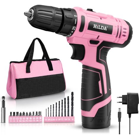 Perceuse-visseuse sans fil 12 V, tournevis sans fil, coffret de rangement, 20 Nm, rose, idéale pour le bricolage (1/5)