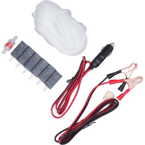 Zubehörset Luftpumpe Schlauch Rückschlagventil Ausströmerstein Klemmen Batteriekabelset MPQ-903 (1/5)