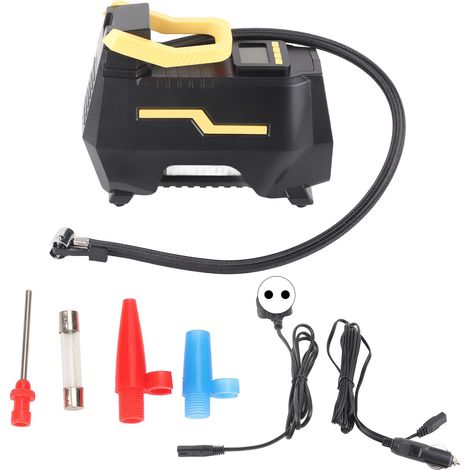 12V Portable Auto Tire Pump Air Compressor Double Cylinder Car Inflator with LED Light 110‑240V EU Plug