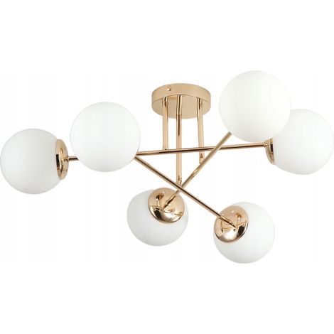 Lampadario moderno a sfera dorata con LED lattiginosi. (1/5)