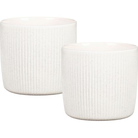 Scheurich Solido Linea, set de 2 pots à fleurs en céramique, coloris: Perla, diamètre 15 cm, hauteur 13,7 cm, 1,9 l vol. (1/5)