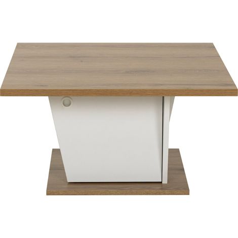 Mesa de centro bar - ATOS - Cuadrada - Roble Helvezia / Blanco - 69 x 69 x 38 cm (1/5)