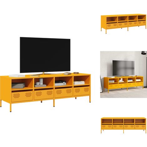 TV-Schrank Senfgelb 135x39x43,5 cm Kaltgewalzter Stahl - TV-Schrank - TV-Schränke - TV-Ständer - TV-Möbel (1/5)